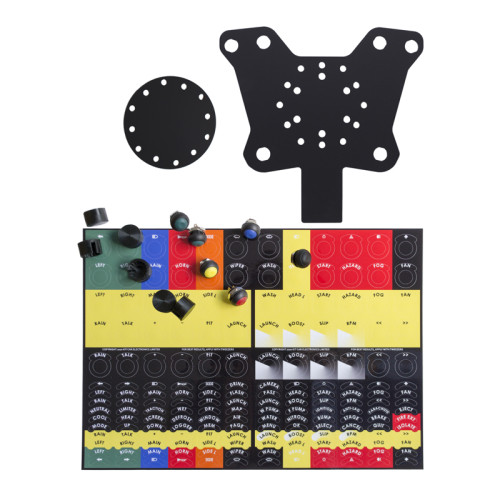 Acrylic Button Plate, 6 Pushbuttons, Nut Covers & Decals Bundle
