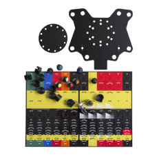Acrylic Button Plate, 8 Pushbuttons, 2 Rotary Switches, Nut Covers & Decals Bundle